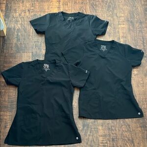 Black Scrub Tops Trio